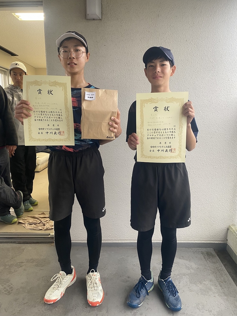 2年生男子の部　準優勝 宗像悠生・内村蓮都　ペア 加納中学校