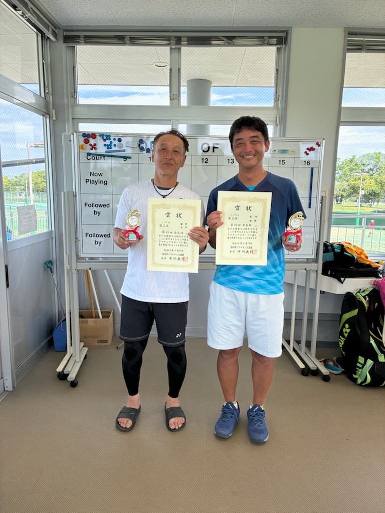 シニア男子４５　２位 園田・荒川ペア（市役所・SSC）