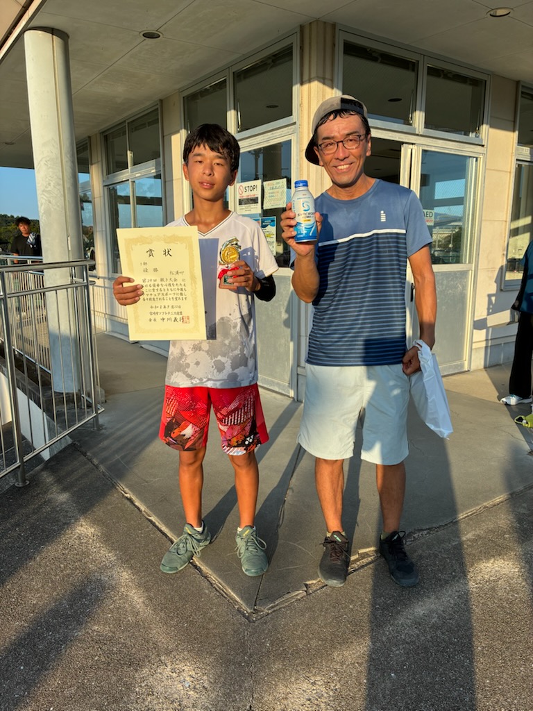 親子１部　優勝 松浦ペア（赤江東中）